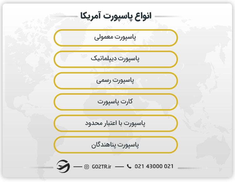 انواع پاسپورت آمریکا