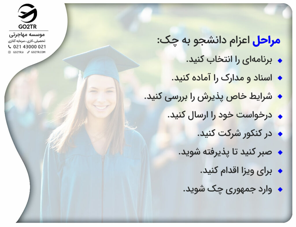 مراحل اعزام دانشجو به چک