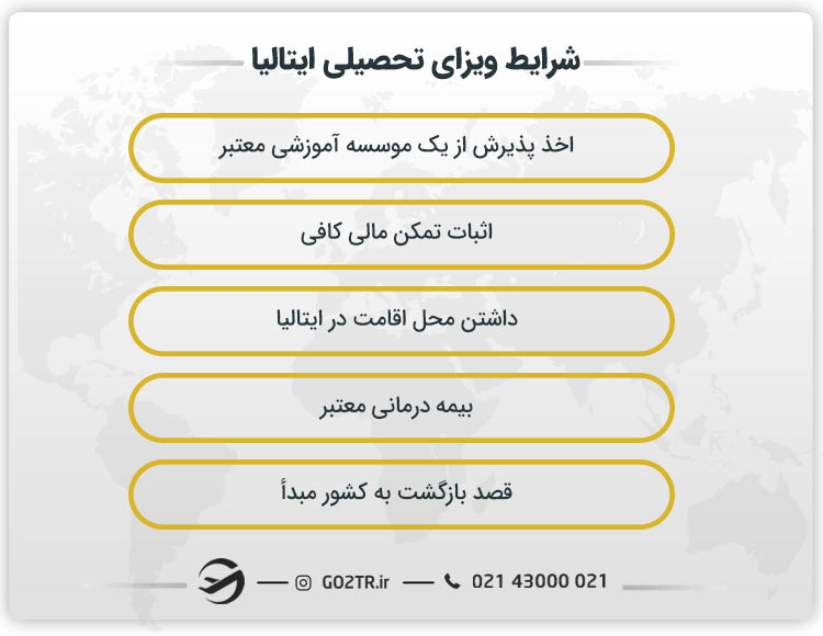 شرایط ویزای تحصیلی ایتالیا