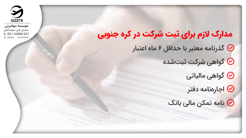 مدارک موردنیاز برای ثبت شرکت در کره جنوبی
