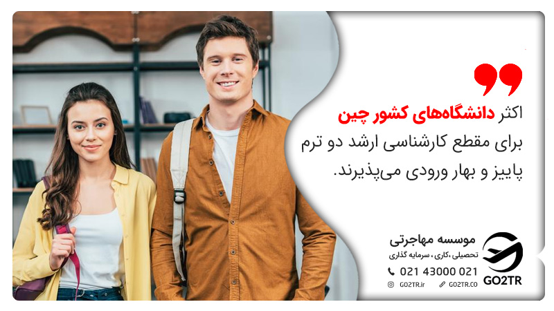 زمان پذیرش دانشگاههای برتر چین در مقطع کارشناسی ارشد در این تصویر بیان شده است. تحصیل کارشناسی ارشد در چین