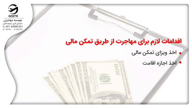 اقدامات لازم برای مهاجرت از طریق تمکن مالی