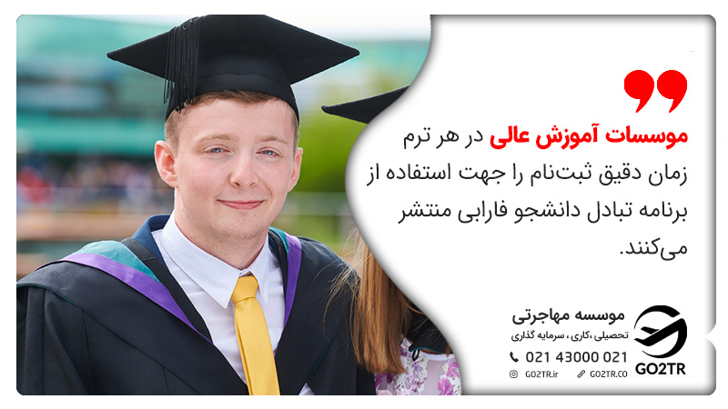 زمان ثبت نام در بورسیه تبادل دانشجو فارابی
