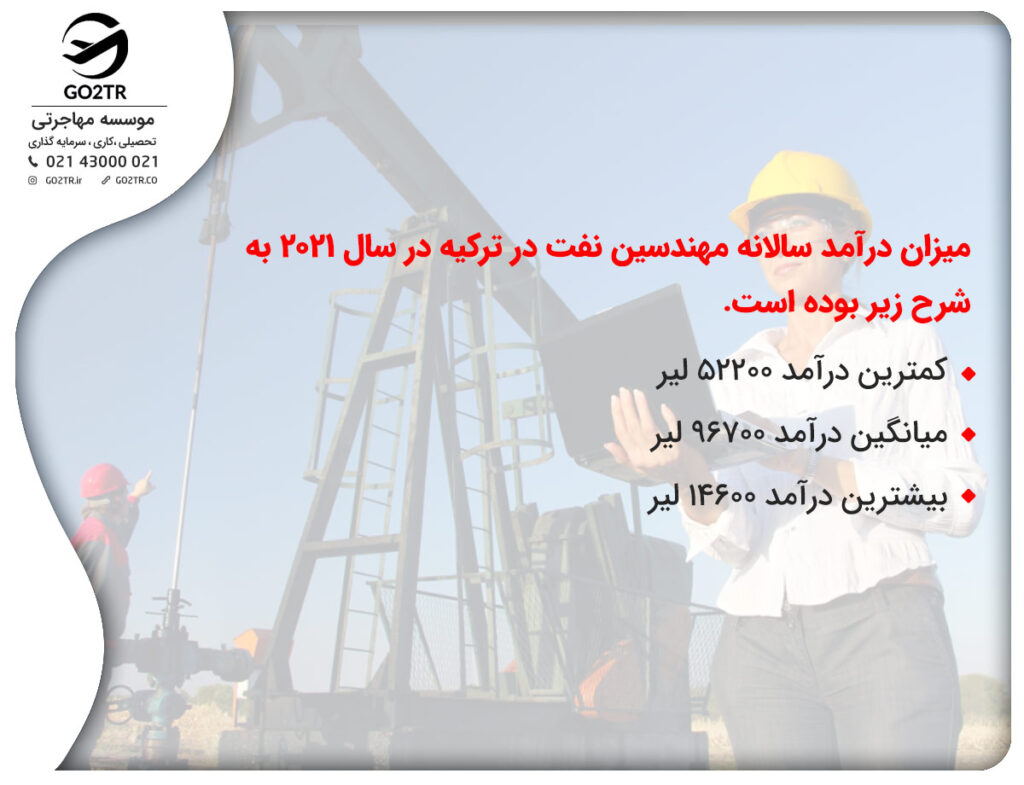 درآمد رشته مهندسی نفت ترکیه