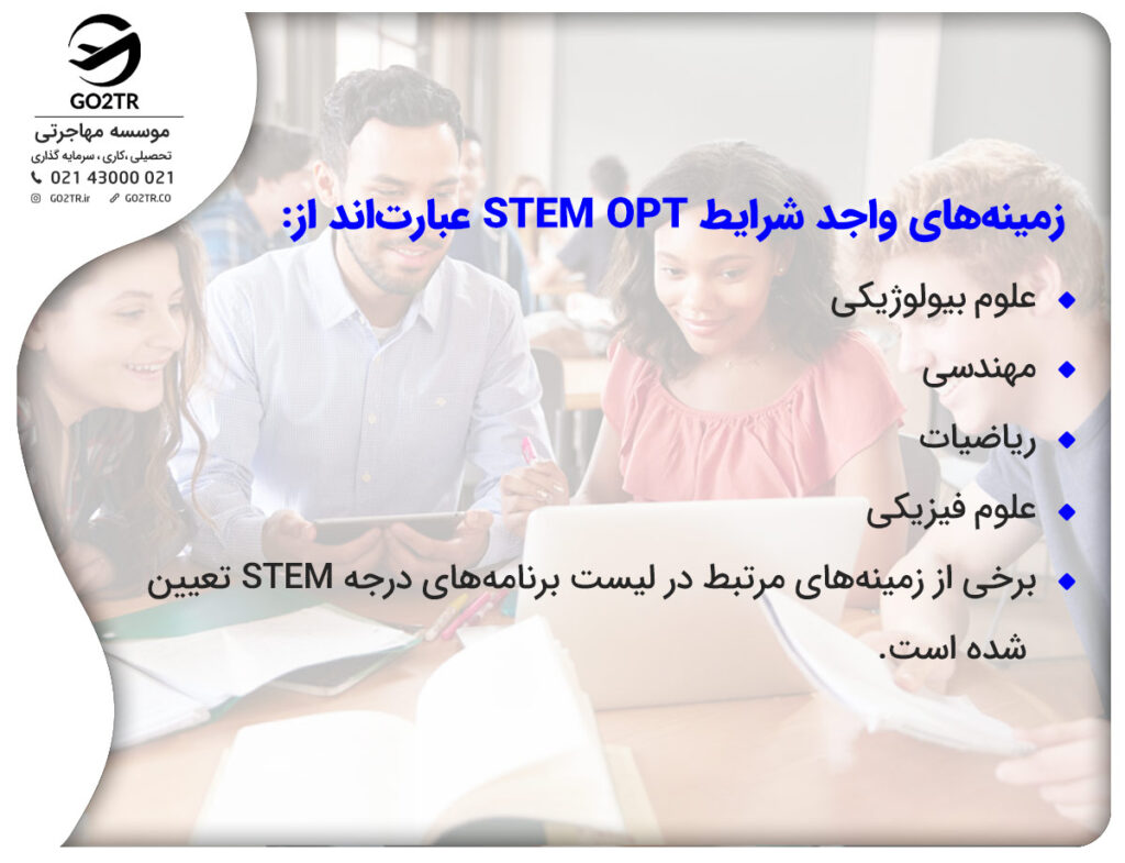 زمینههای واجد شرایط STEM OPT