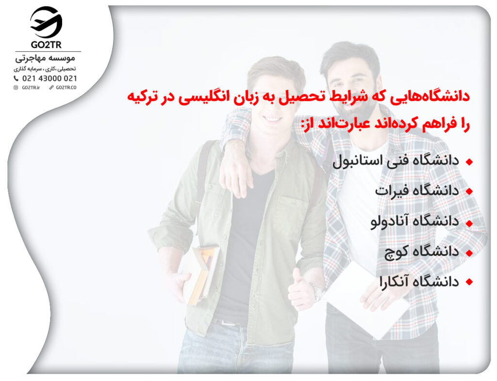 تحصیل به زبان انگلیسی در ترکیه در دانشگاه‌های مختلف
