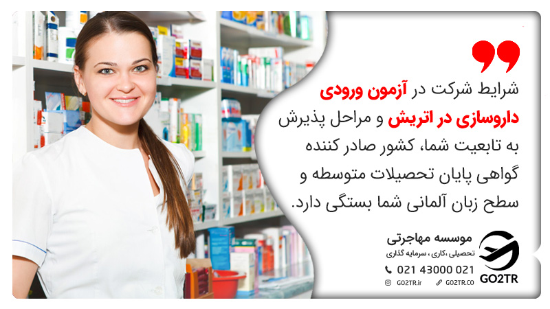 مراحل شما در آزمون ورودی داروسازی در اتریش و مراحل پذیرش به تابعیت شما، کشور صادر کننده گواهی پایان تحصیلات متوسطه و سطح زبان آلمانی شما بستگی دارد.