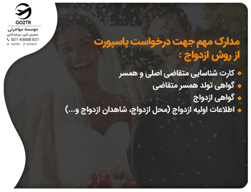 مدارک مهم جهت درخواست پاسپورت از روش ازدواج