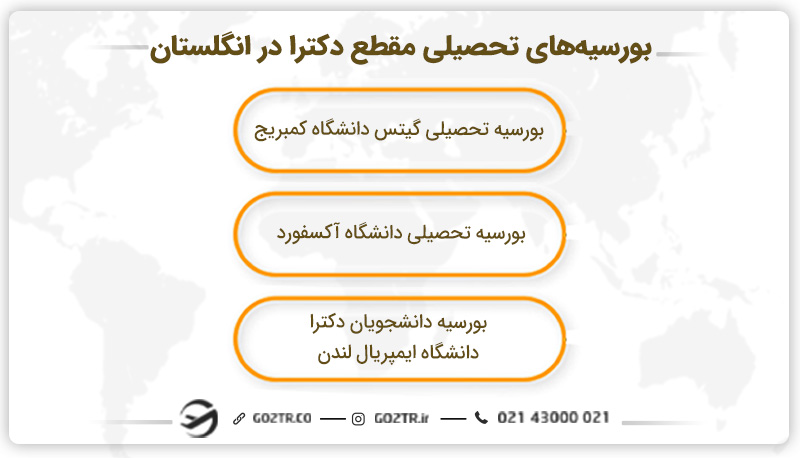 بورسیه‌های تحصیلی مقطع دکترا در انگلستان