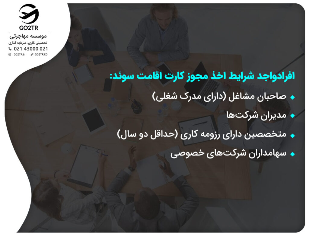 افرادواجد شرایط اخذ مجوز کارت اقامت سوئد:
