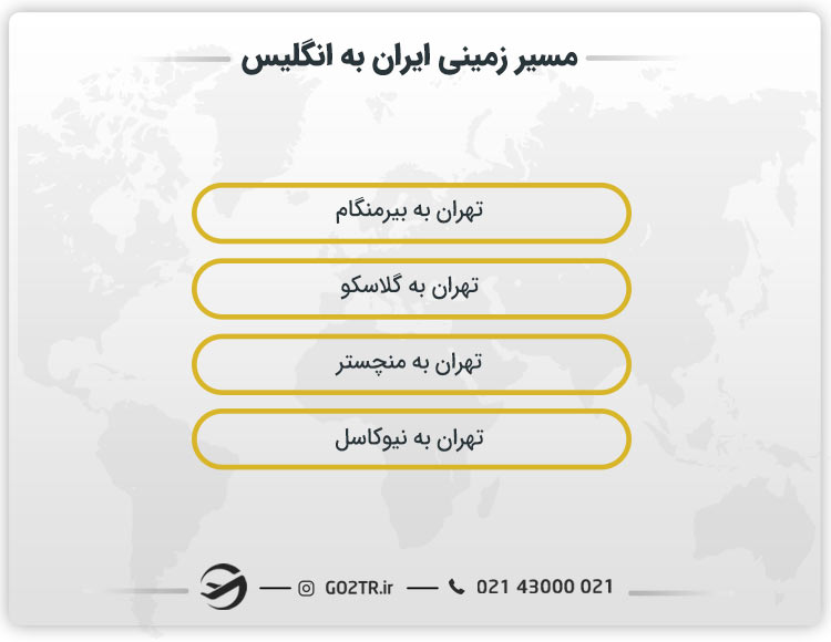مسیر زمینی ایران به انگلیس