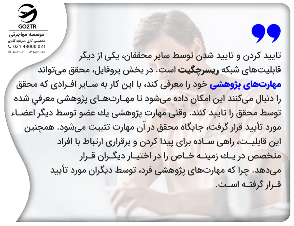 ویژگیهایی جذاب شبکه اجتماعی ریسرچ گیت