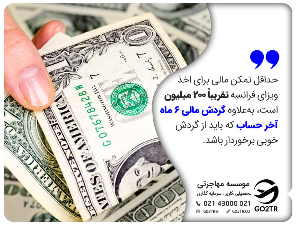 حداقل&nbsp;تمکن مالی&nbsp;برای اخذ ویزای فرانسه 