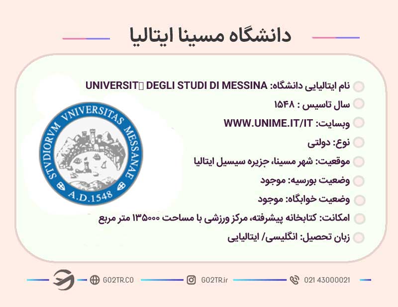 تصویری از مشخصات کلی دانشگاه مسینا ایتالیا