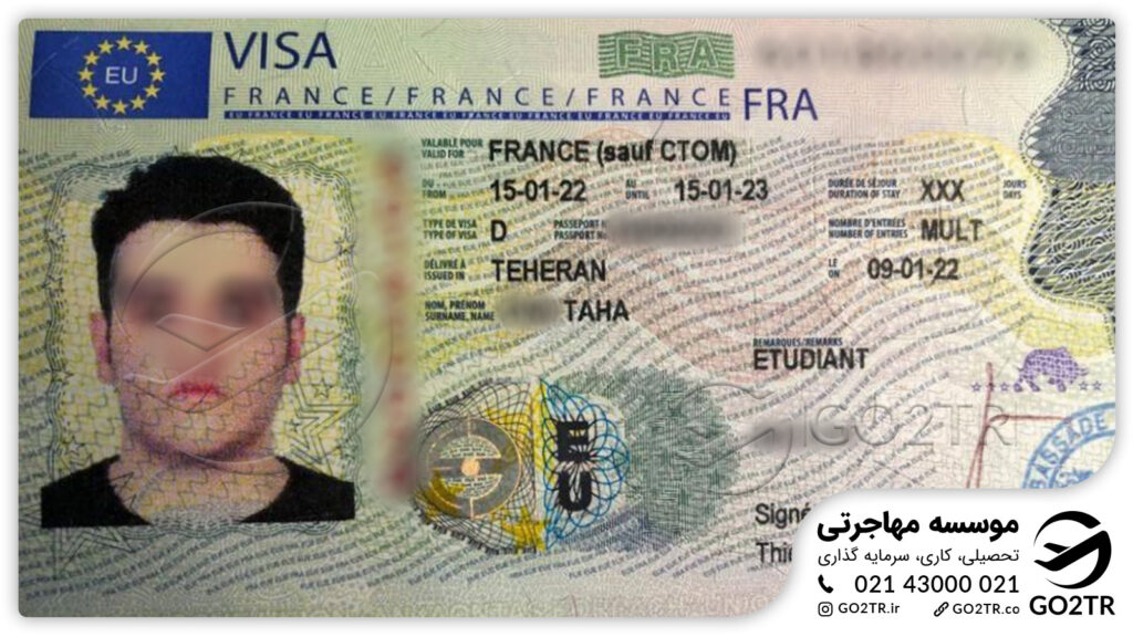 نمونه موفق اخذ ویزای فرانسه توصط کارشناسان GO2TR