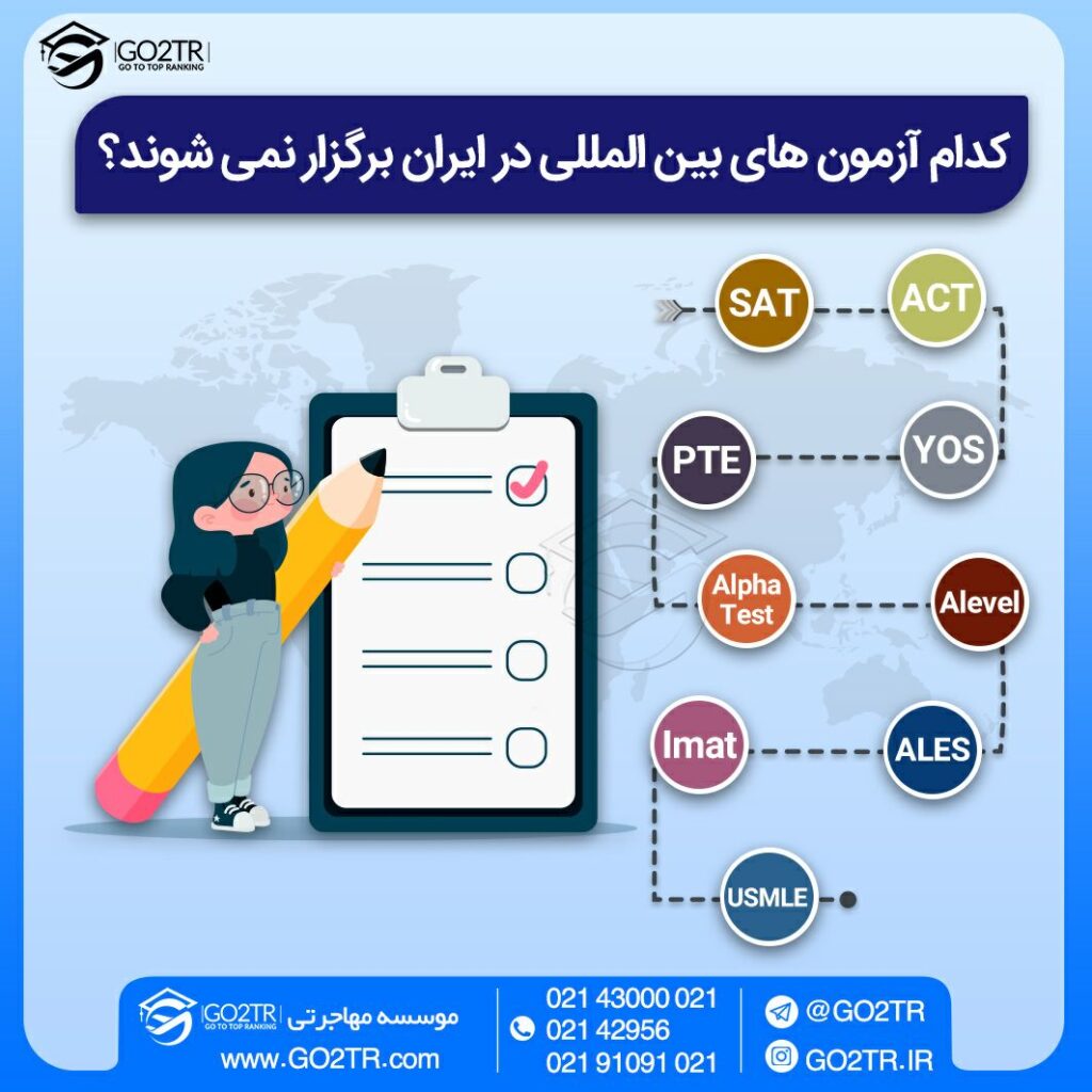 اینفوگرافی آزمون بینالمللی که در ایران برگزار نمیشوند