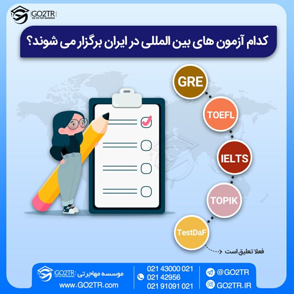 اینفوگرافی آزمون بینالمللی که در ایران برگزار میشوند