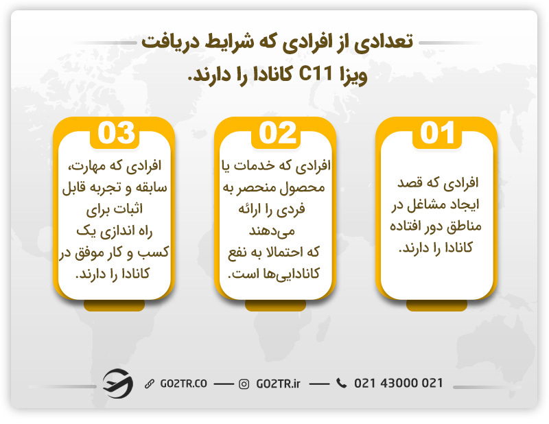 تعدادی از افرادی که شرایط دریافت ویزا c11 کانادا را دارند