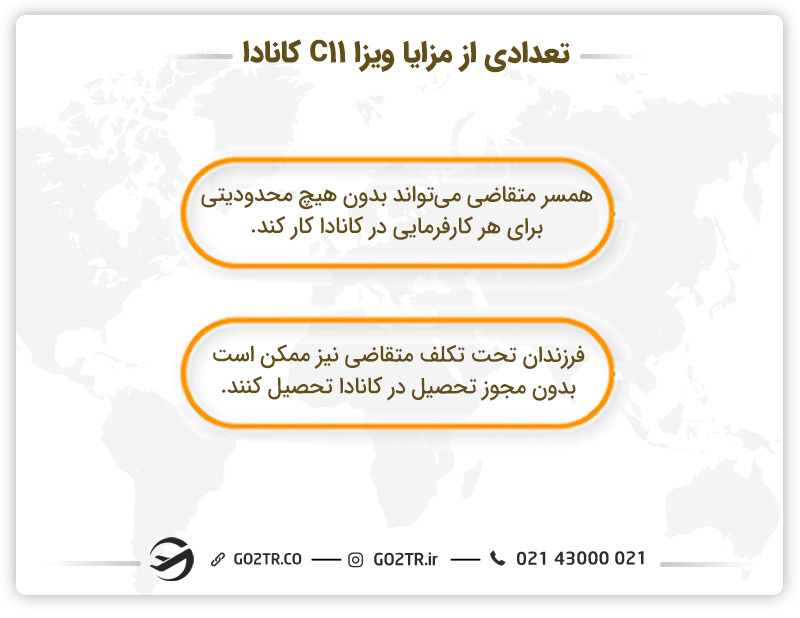 تعدادی از مزایا ویزا C11 کانادا 