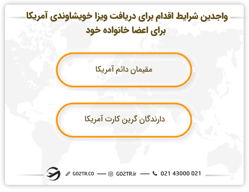 واجدین شرایط اقدام برای دریافت ویزا خویشاوندی آمریکا برای اعضا خانواده خود 