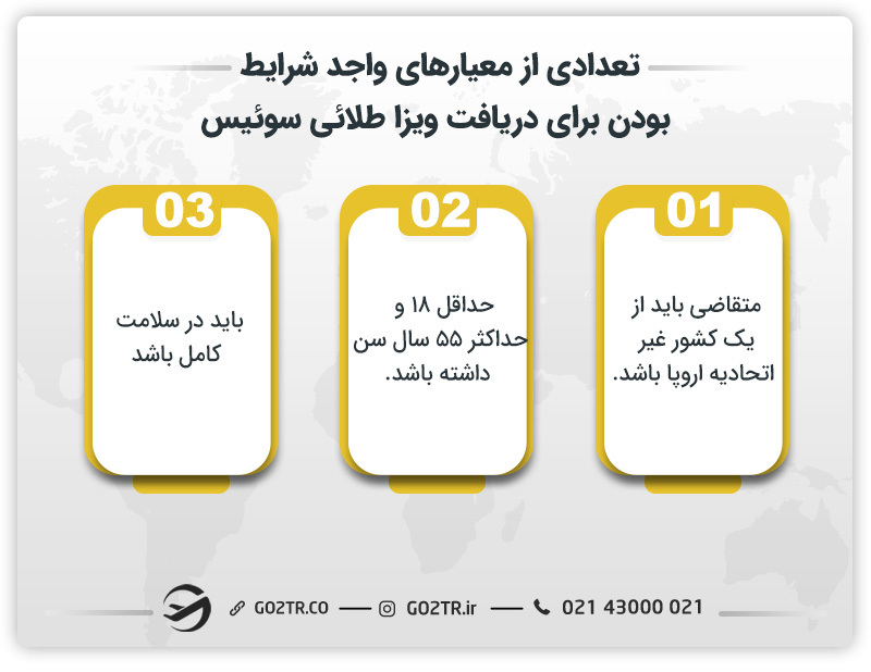 تعدادی از معیارهای واجد شرایط برای دریافت ویزا طلائی سوئیس 