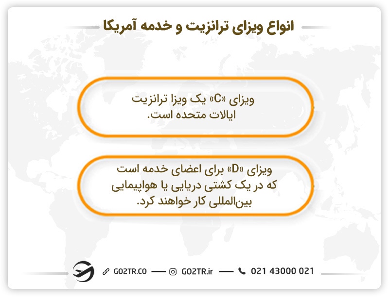 انواع مختلف ویزای ترانزیت و خدمه آمریکا