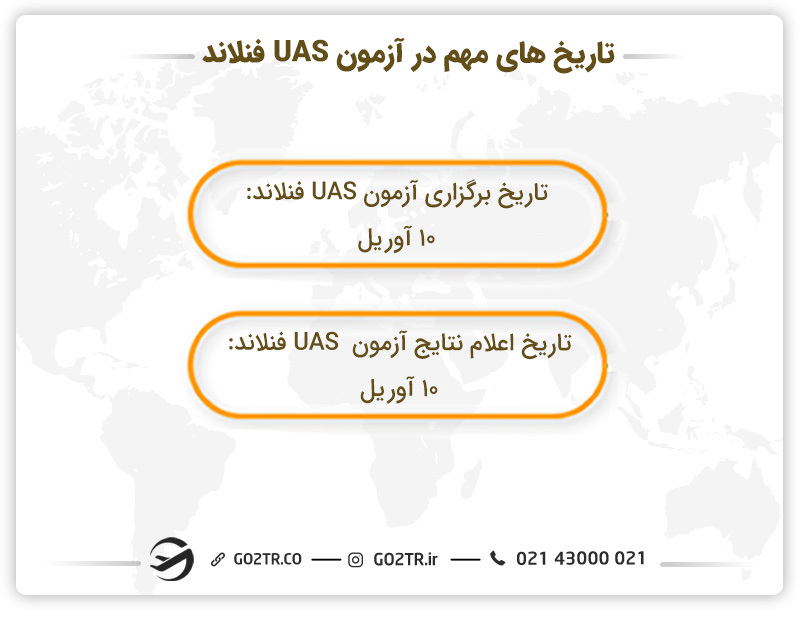 تاریخ‌های مهم در آزمون uas فنلاند