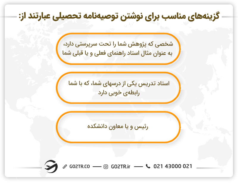 گزینه‌های مناسب برای نوشتن توصیه‌نامه تحصیلی
