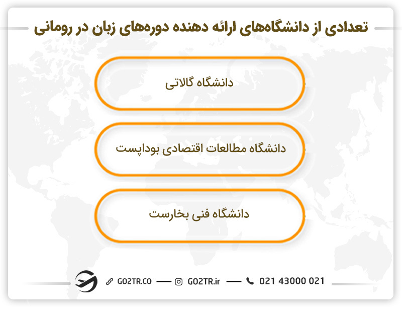 تعدادی از دانشگاه‌های ارائه دهنده دوره‌های زبان در رومانی 