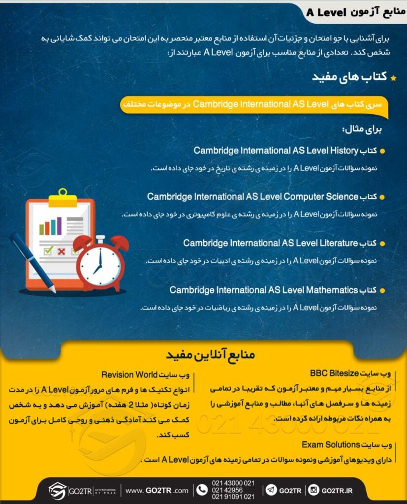 منابع آزمون  A Level
