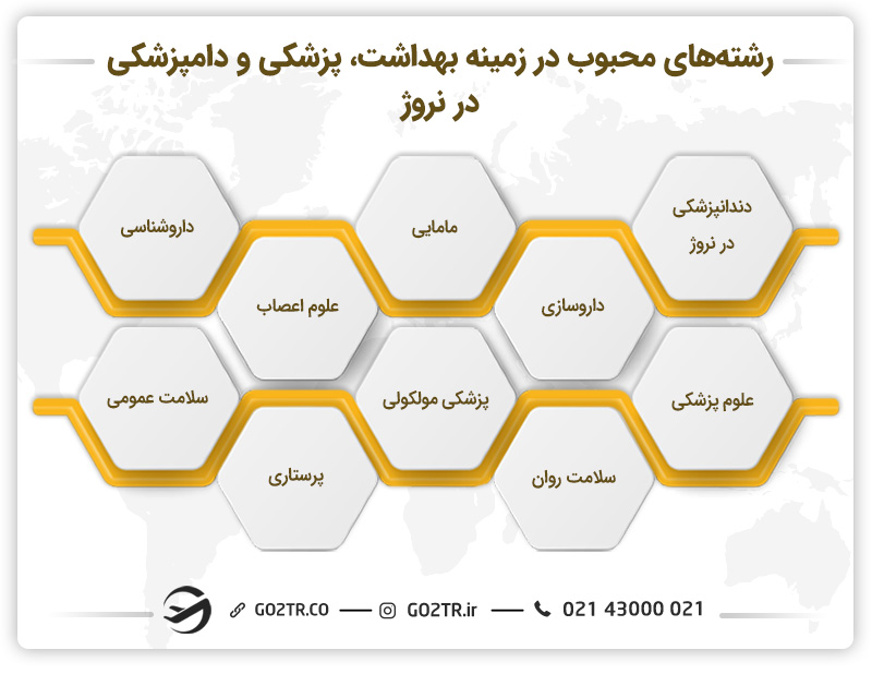 رشته‌های محبوب در زمینه بهداشت، پزشکی و دامپزشکی در نروژ