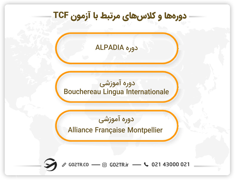 دوره‌­ ها و کلاس‌ ­های مرتبط با آزمون TCF