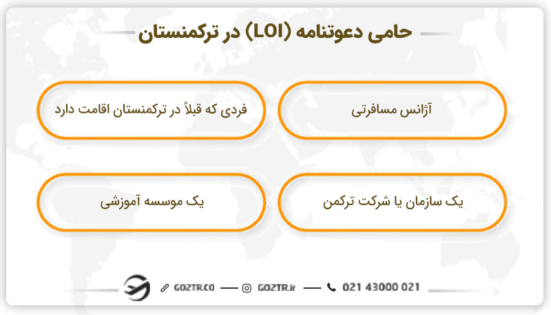 حامی دعوتنامه (LOI) در ترکمنستان