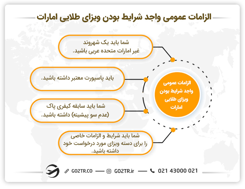 الزامات عمومی واجد شرایط بودن ویزای طلایی امارات