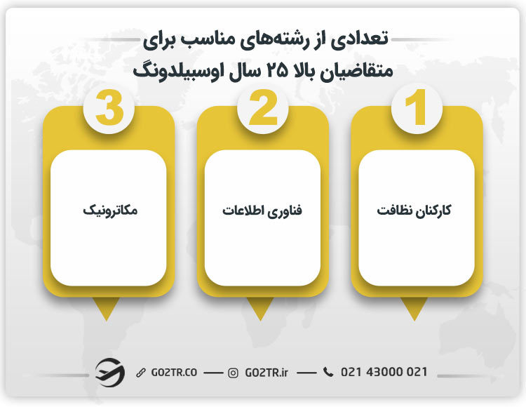 تعدادی از رشته های مناسب برای متقاضیان بالا ۲۵ سال اوسبیلدونگ