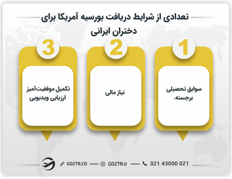 تعدادی از شرایط دریافت بورسیه آمریکا برای دختران ایرانی