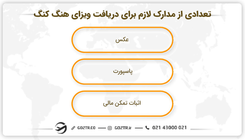 تعدادی از مدارک لازم برای دریافت ویزای هنگ کنگ