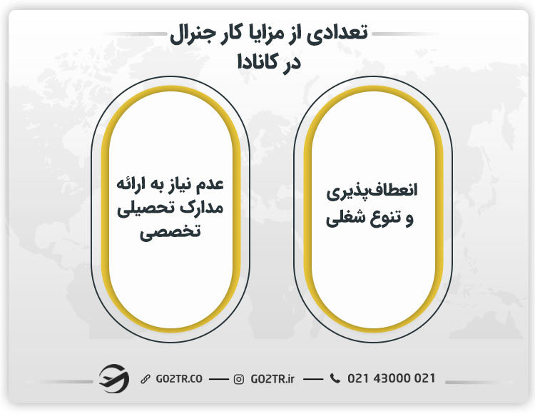 تعدادی از مزایا کار جنرال در کانادا 