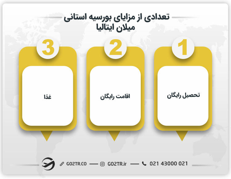 تعدادی از مزایای بورسیه استانی میلان ایتالیا