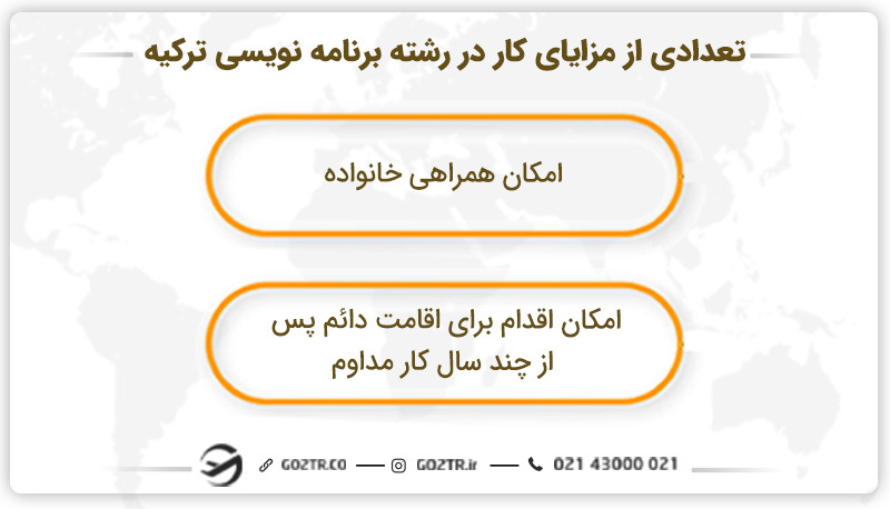تعدادی از مزایای کار در رشته برنامه نویسی ترکیه