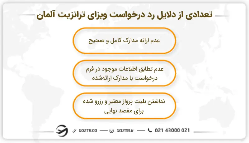 تعدادی از دلایل رد درخواست ویزای ترانزیت آلمان