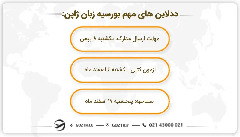 ددلاین اخذ بورسیه زبان ژاپنی