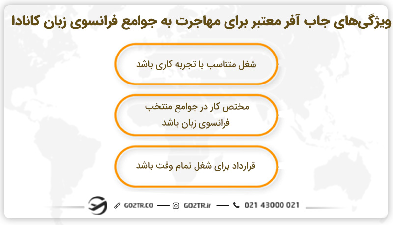 جاب آفر برای مهاجرت به جوامع فرانسوی زبان کانادا
