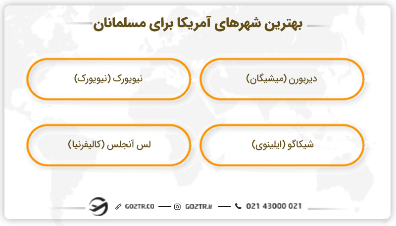 بهترین شهرها در کشور آمریکا برای مهاجرت مسلمانان