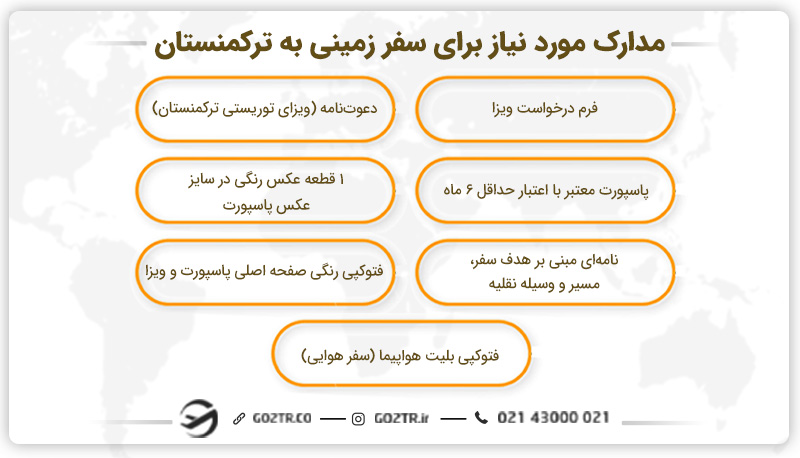 مدارک مورد نیاز برای سفر زمینی به ترکمنستان