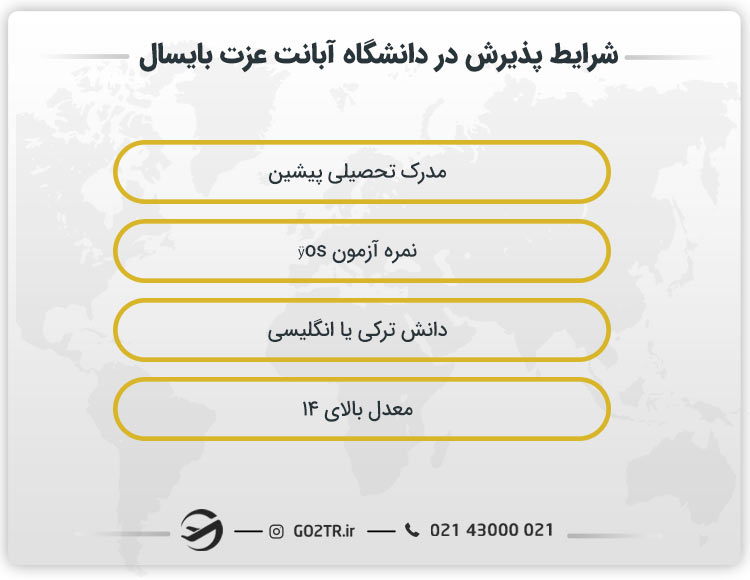شرایط دریافت پذیرش در دانشگاه آبانت عزت بایسال